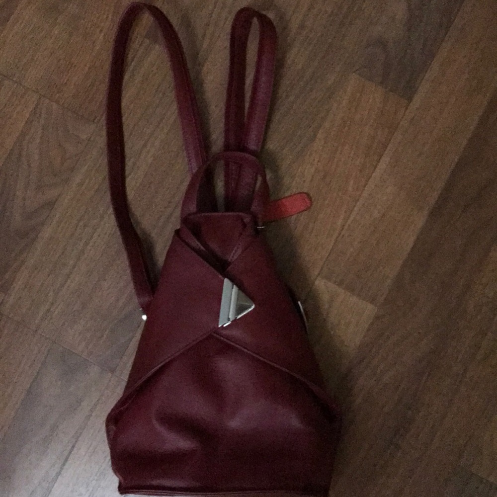 Dark Red Leather Backpack